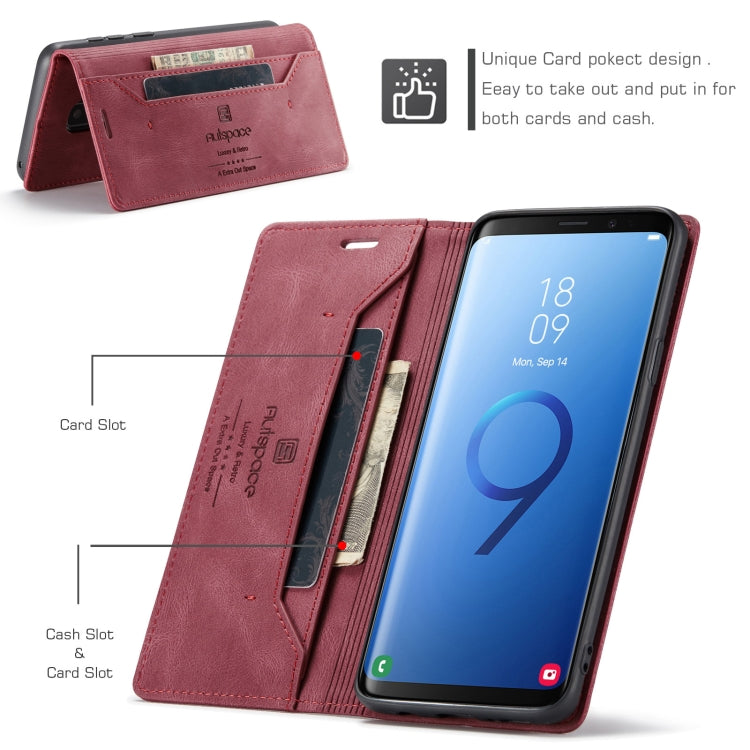 For Samsung Galaxy S9+ AutSpace A01 Retro Skin-feel Crazy Horse Texture Horizontal Flip Leather Case with Holder & Card Slots & Wallet & RFID