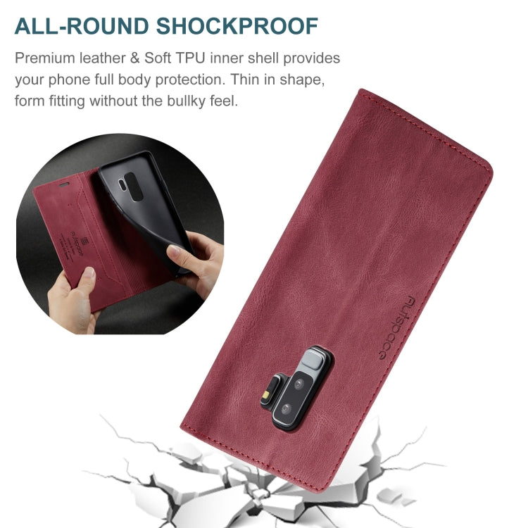 For Samsung Galaxy S9+ AutSpace A01 Retro Skin-feel Crazy Horse Texture Horizontal Flip Leather Case with Holder & Card Slots & Wallet & RFID
