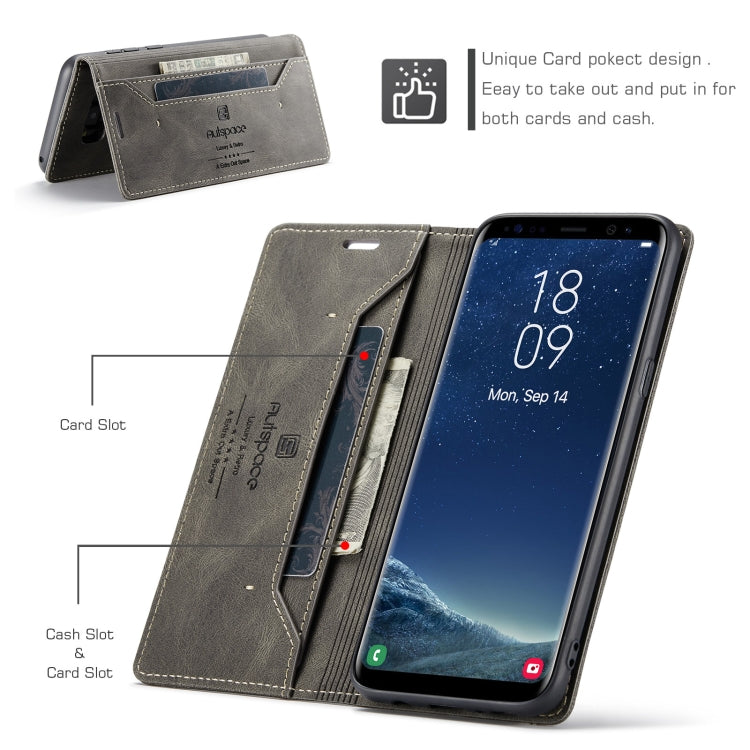 For Samsung Galaxy S8+ AutSpace A01 Retro Skin-feel Crazy Horse Texture Horizontal Flip Leather Case with Holder & Card Slots & Wallet & RFID