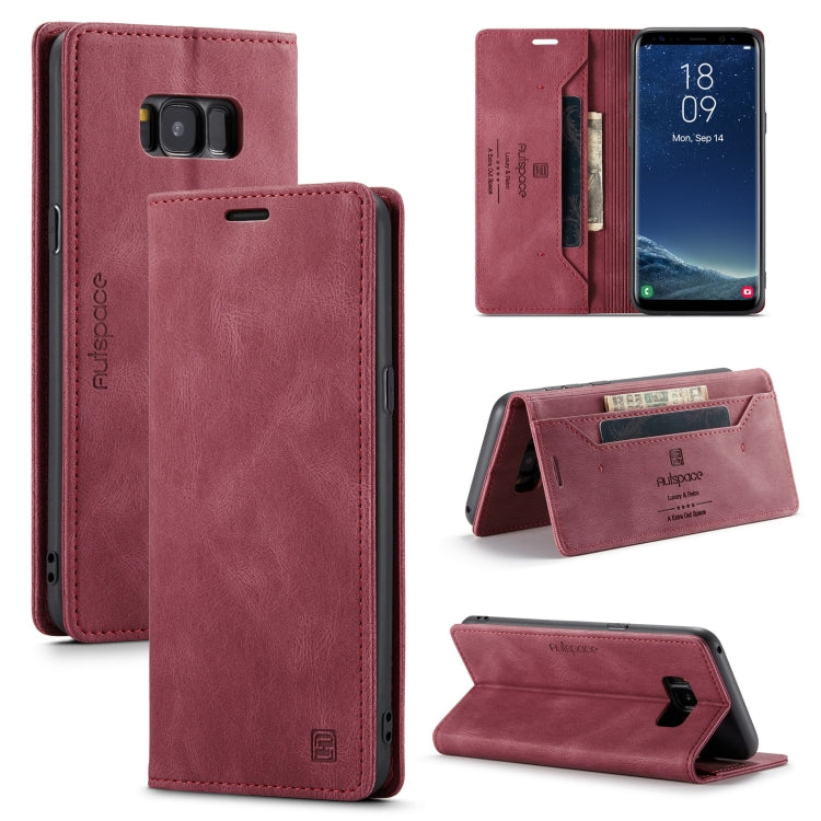 For Samsung Galaxy S8+ AutSpace A01 Retro Skin-feel Crazy Horse Texture Horizontal Flip Leather Case with Holder & Card Slots & Wallet & RFID
