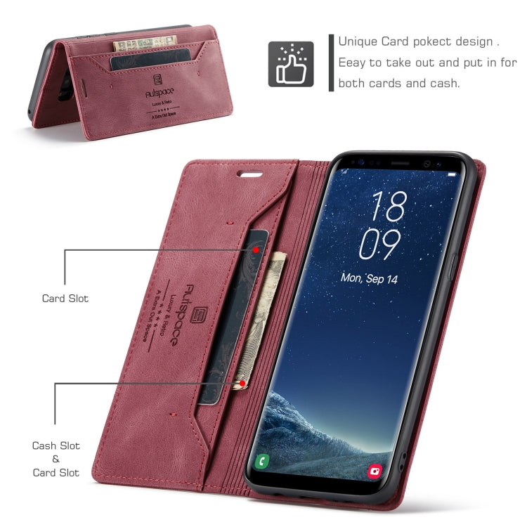 For Samsung Galaxy S8+ AutSpace A01 Retro Skin-feel Crazy Horse Texture Horizontal Flip Leather Case with Holder & Card Slots & Wallet & RFID