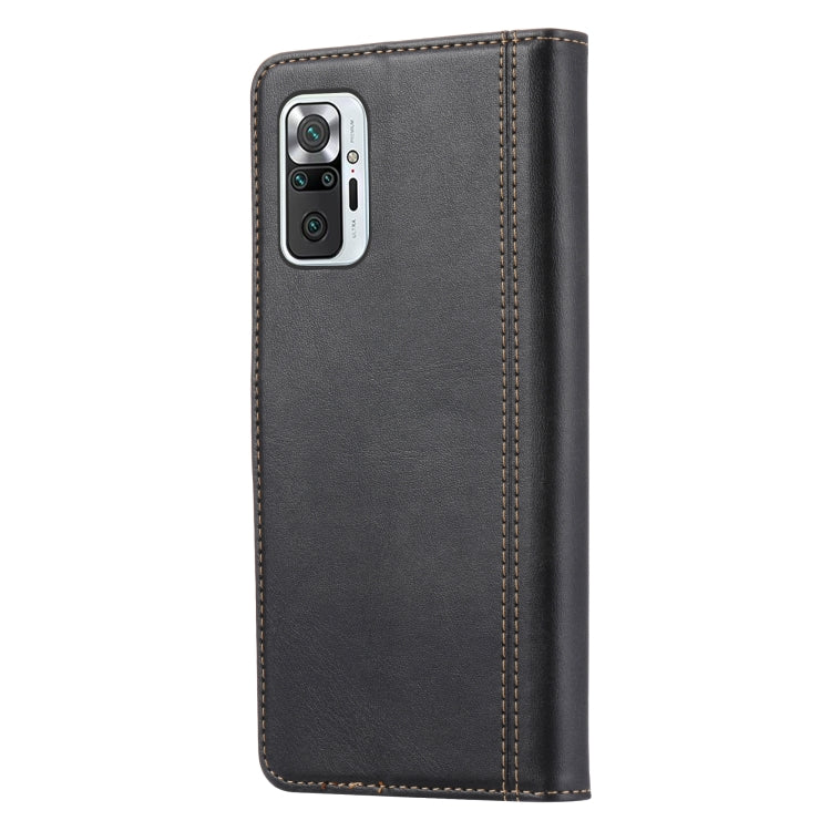 For Xiaomi Redmi Note 10 4G / Note 10S Calf Texture Double Fold Clasp Horizontal Flip Leather Case with Photo Frame & Holder & Card Slots & Wallet