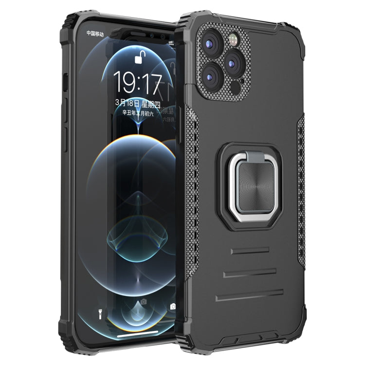 For iPhone 12 Pro Max Fierce Warrior Series Armor All-inclusive Shockproof Aluminum Alloy + TPU Protective Case with Ring Holder