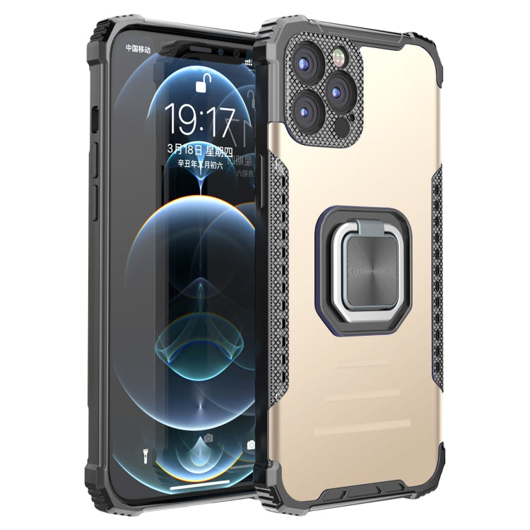 For iPhone 12 Pro Max Fierce Warrior Series Armor All-inclusive Shockproof Aluminum Alloy + TPU Protective Case with Ring Holder