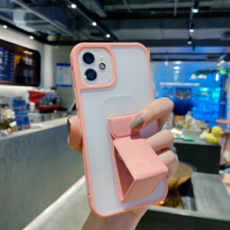 For iPhone 11 Pro Max Skin Feel TPU + PC Shockproof Case with Wrist Strap Holder