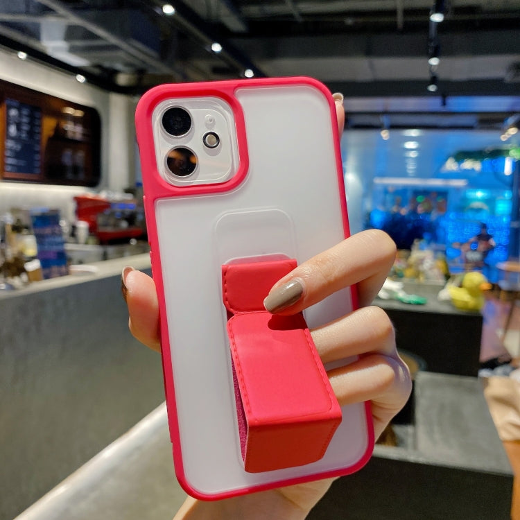 For iPhone 11 Pro Max Skin Feel TPU + PC Shockproof Case with Wrist Strap Holder