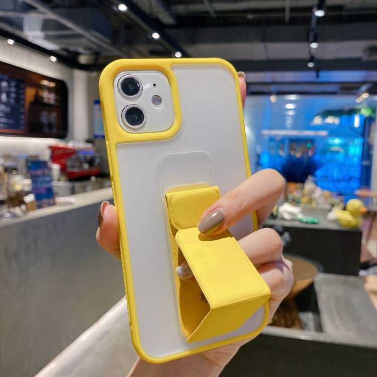 For iPhone 12 mini Skin Feel TPU + PC Shockproof Case with Wrist Strap Holder