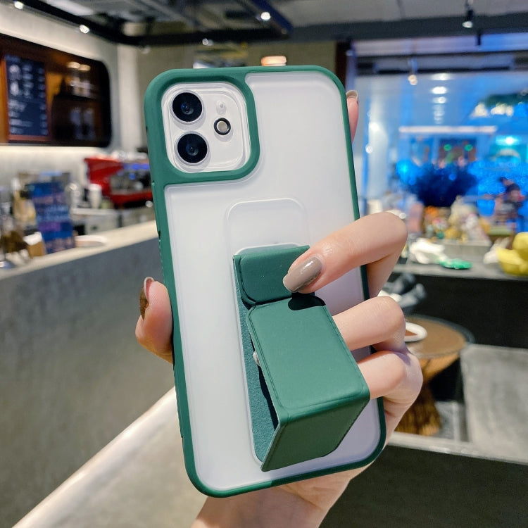 For iPhone 12 mini Skin Feel TPU + PC Shockproof Case with Wrist Strap Holder