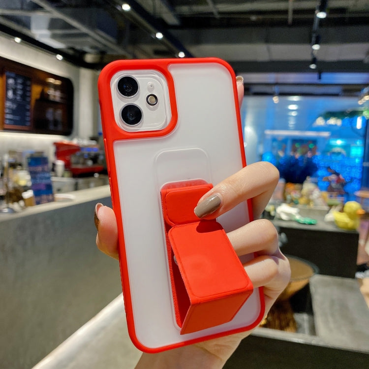 For iPhone 12 mini Skin Feel TPU + PC Shockproof Case with Wrist Strap Holder