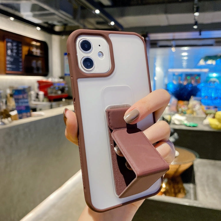 For iPhone 12 / 12 Pro Skin Feel TPU + PC Shockproof Case with Wrist Strap Holder