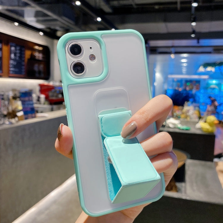 For iPhone 12 / 12 Pro Skin Feel TPU + PC Shockproof Case with Wrist Strap Holder