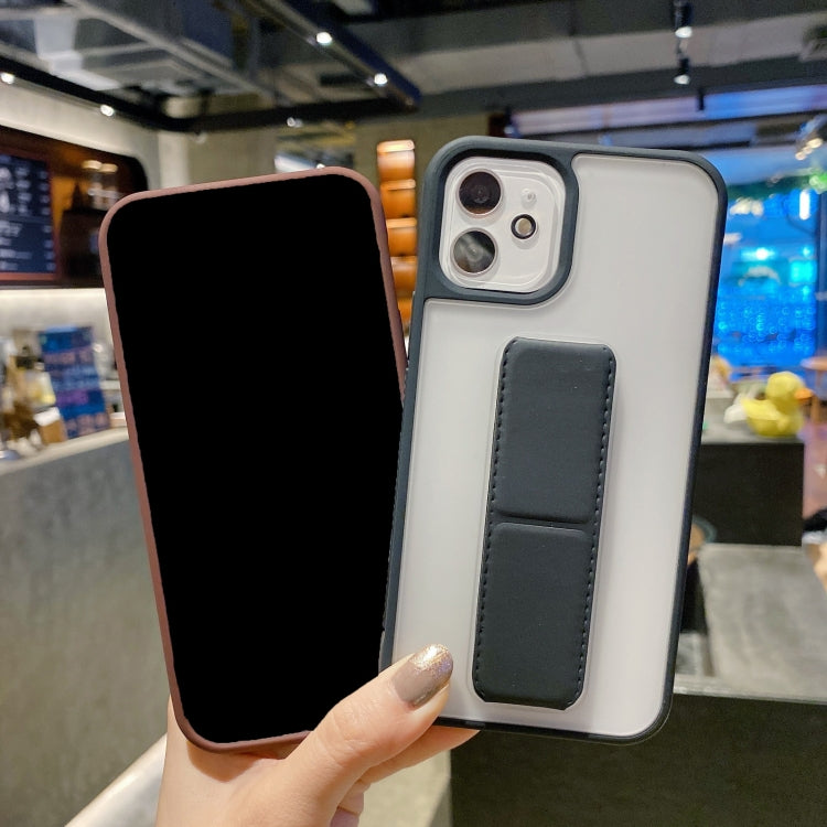For iPhone 12 Pro Max Skin Feel TPU + PC Shockproof Case with Wrist Strap Holder