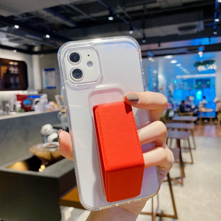 For iPhone 11 Transparent TPU + PC Shockproof Case with Wrist Strap Holder
