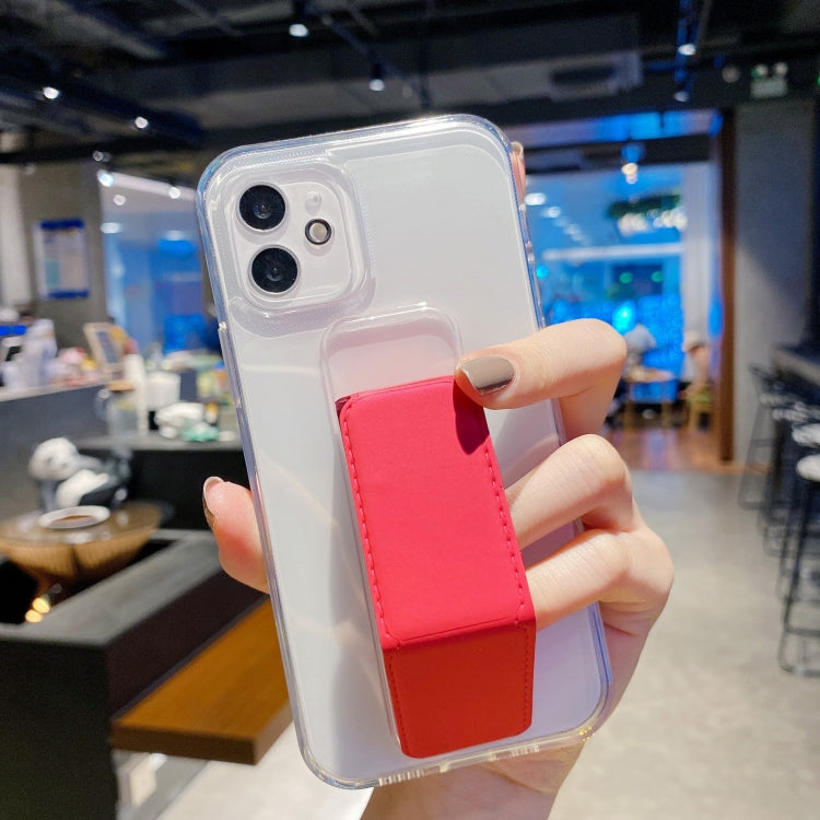 For iPhone 11 Transparent TPU + PC Shockproof Case with Wrist Strap Holder