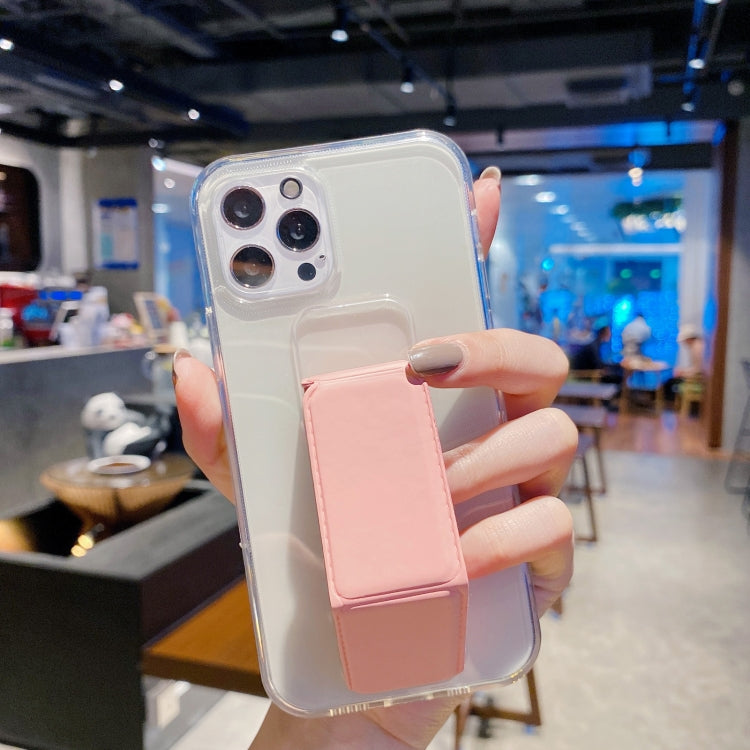 For iPhone 12 mini Transparent TPU + PC Shockproof Case with Wrist Strap Holder