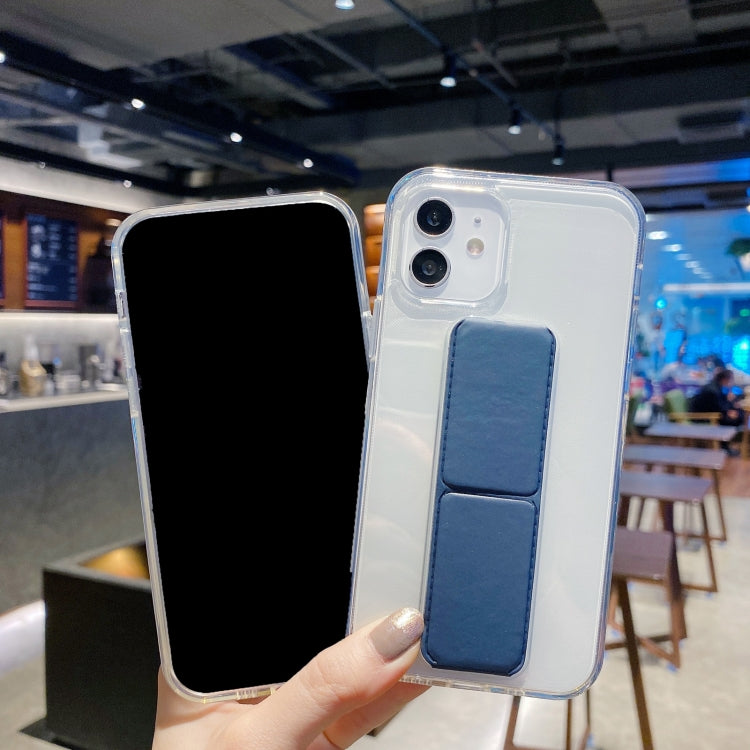 For iPhone 12 mini Transparent TPU + PC Shockproof Case with Wrist Strap Holder