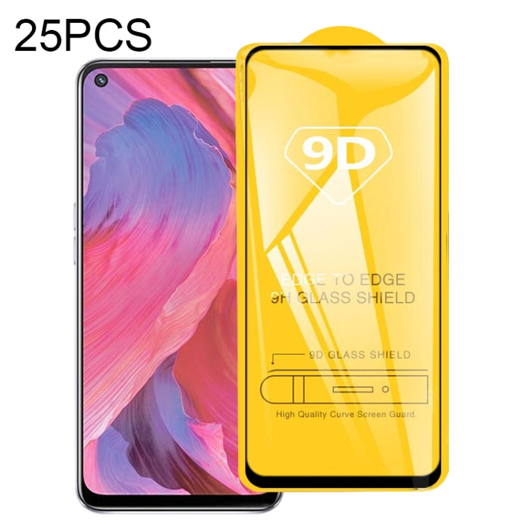 For OPPO A74 5G / A74 4G 25 PCS 9D Full Glue Full Screen Tempered Glass Film