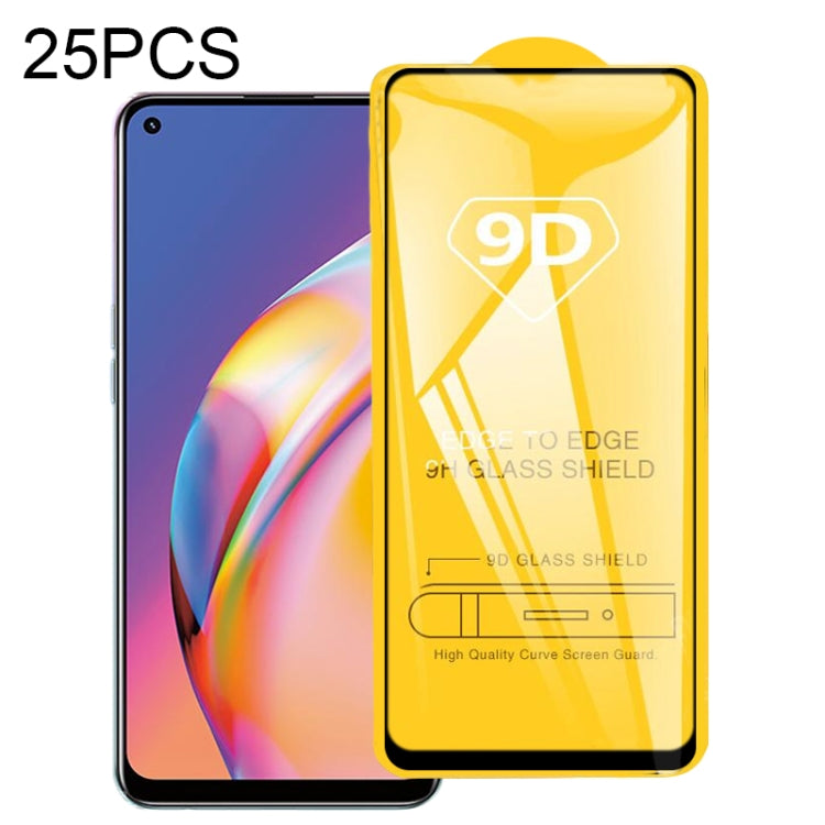 For OPPO A94 5G / 4G 25 PCS 9D Full Glue Full Screen Tempered Glass Film