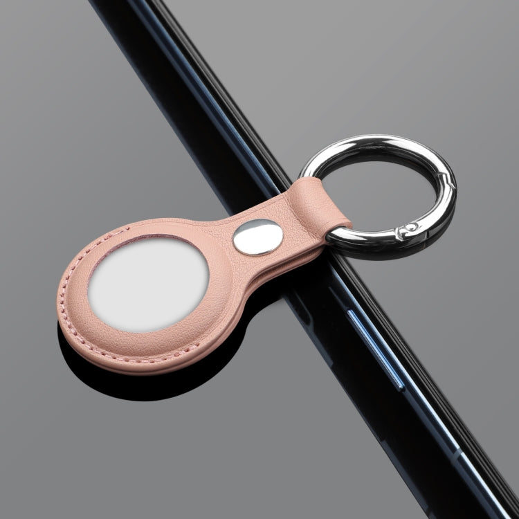 Anti-scratch Top-layer Cowhide Leather Case Cover with Switchable Keychain Ring for AirTag