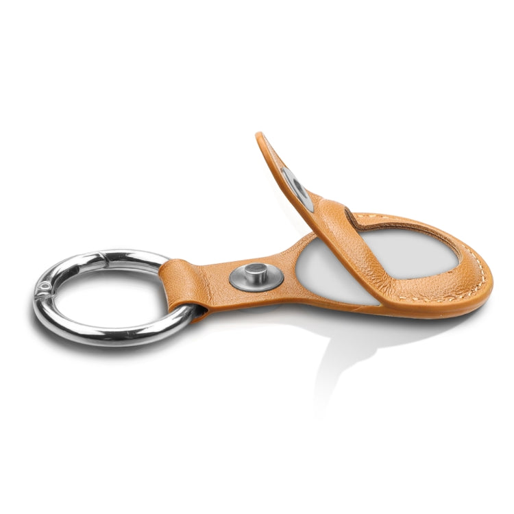 Anti-scratch Top-layer Cowhide Leather Case Cover with Switchable Keychain Ring for AirTag