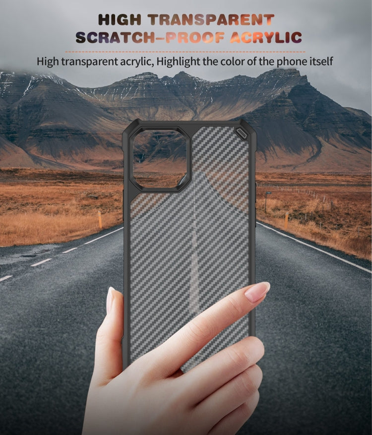 For iPhone 11 Pro Max Carbon Fiber Acrylic Shockproof Protective Case