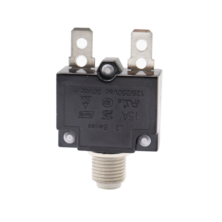 L2 Series 50V Car Overload Protector Manual Reset DC Circuit Breaker with Waterproof Cover, Current:15A