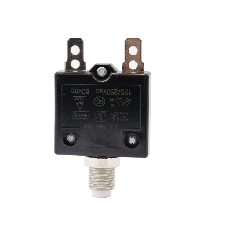 L2 Series 50V Car Overload Protector Manual Reset DC Circuit Breaker with Waterproof Cover, Current:30A