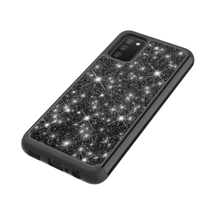 For Samsung Galaxy A02s (US Version) Glitter Powder Contrast Skin Shockproof Silicone + PC Protective Case
