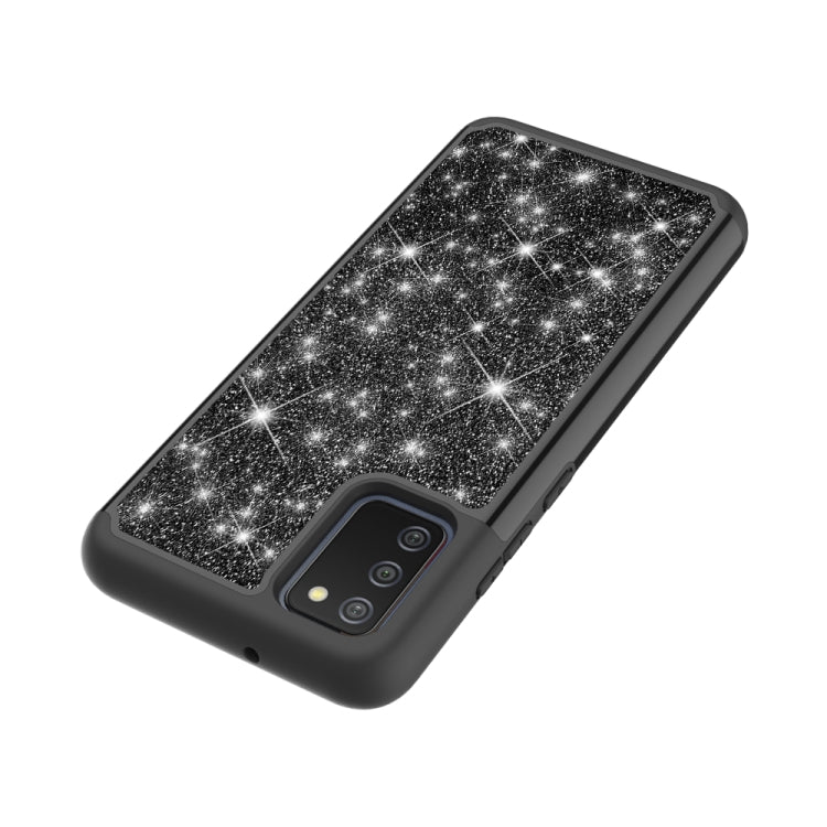 For Samsung Galaxy A02s (US Version) Glitter Powder Contrast Skin Shockproof Silicone + PC Protective Case
