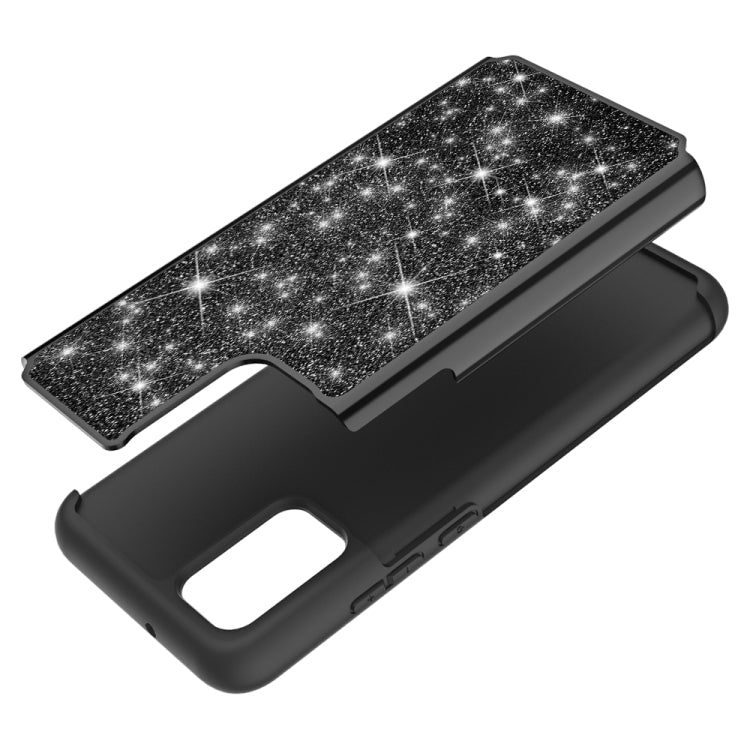 For Samsung Galaxy A02s (US Version) Glitter Powder Contrast Skin Shockproof Silicone + PC Protective Case
