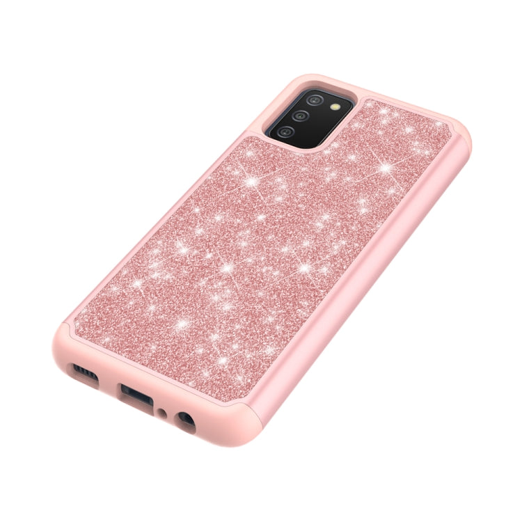 For Samsung Galaxy A02s (US Version) Glitter Powder Contrast Skin Shockproof Silicone + PC Protective Case