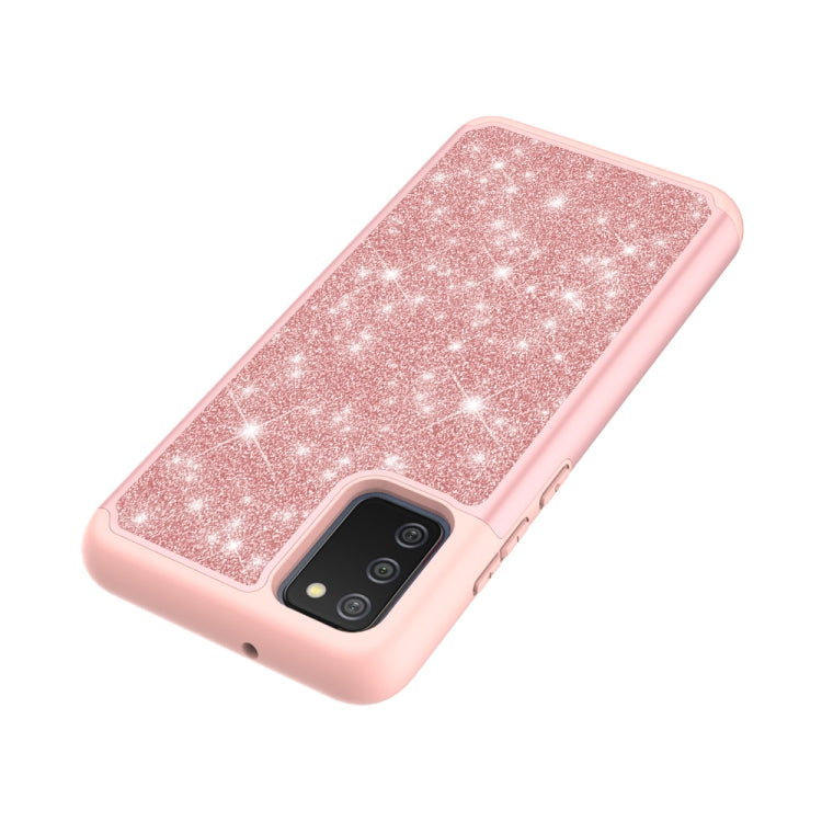 For Samsung Galaxy A02s (US Version) Glitter Powder Contrast Skin Shockproof Silicone + PC Protective Case
