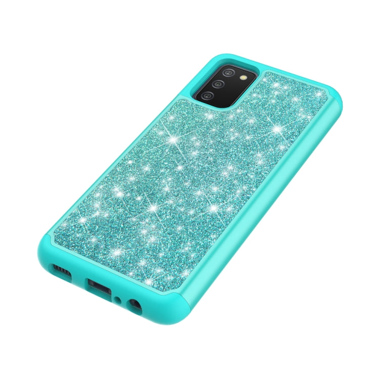 For Samsung Galaxy A02s (US Version) Glitter Powder Contrast Skin Shockproof Silicone + PC Protective Case