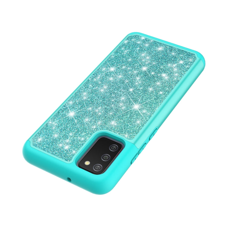 For Samsung Galaxy A02s (US Version) Glitter Powder Contrast Skin Shockproof Silicone + PC Protective Case