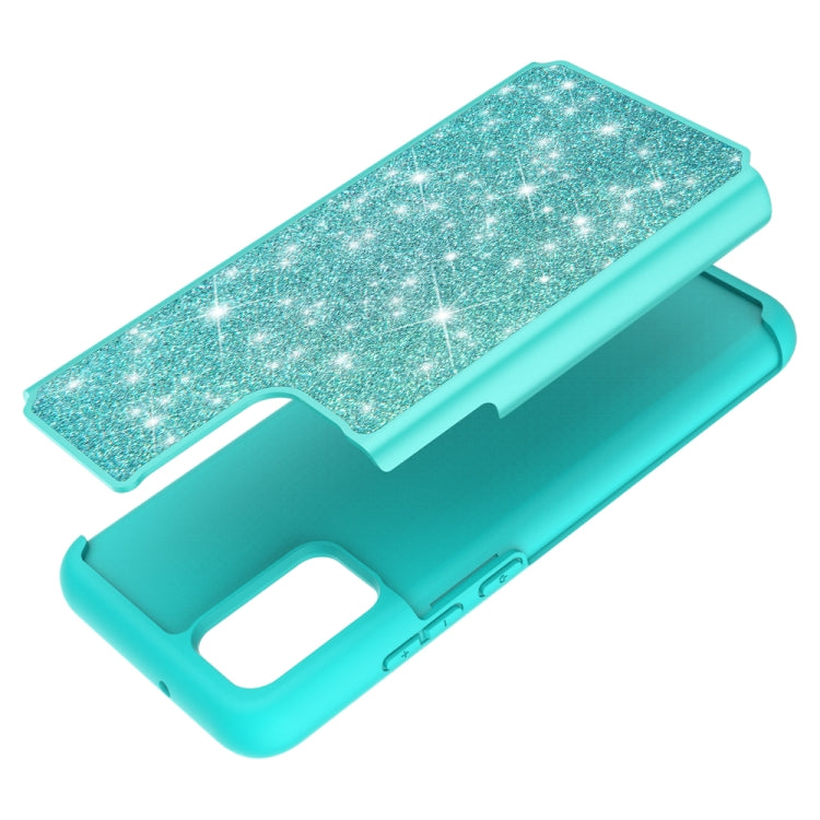 For Samsung Galaxy A02s (US Version) Glitter Powder Contrast Skin Shockproof Silicone + PC Protective Case