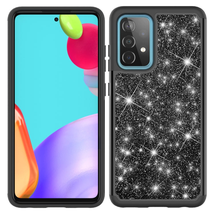 For Samsung Galaxy A52 5G / 4G Glitter Powder Contrast Skin Shockproof Silicone + PC Protective Case