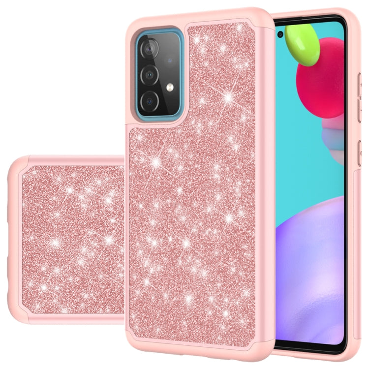 For Samsung Galaxy A52 5G / 4G Glitter Powder Contrast Skin Shockproof Silicone + PC Protective Case