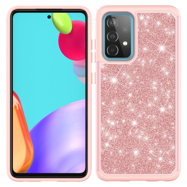 For Samsung Galaxy A52 5G / 4G Glitter Powder Contrast Skin Shockproof Silicone + PC Protective Case