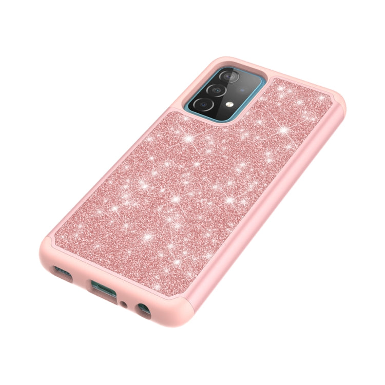 For Samsung Galaxy A52 5G / 4G Glitter Powder Contrast Skin Shockproof Silicone + PC Protective Case
