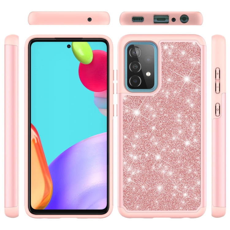 For Samsung Galaxy A52 5G / 4G Glitter Powder Contrast Skin Shockproof Silicone + PC Protective Case