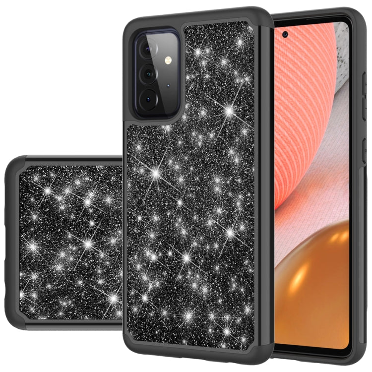 For Samsung Galaxy A72 5G / 4G Glitter Powder Contrast Skin Shockproof Silicone + PC Protective Case