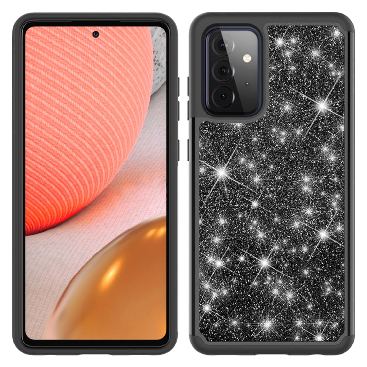 For Samsung Galaxy A72 5G / 4G Glitter Powder Contrast Skin Shockproof Silicone + PC Protective Case