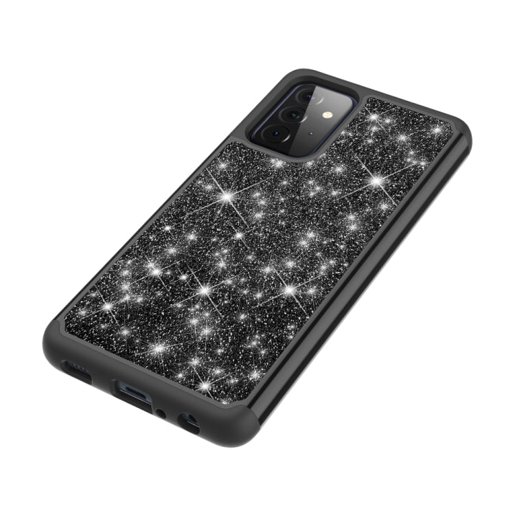 For Samsung Galaxy A72 5G / 4G Glitter Powder Contrast Skin Shockproof Silicone + PC Protective Case