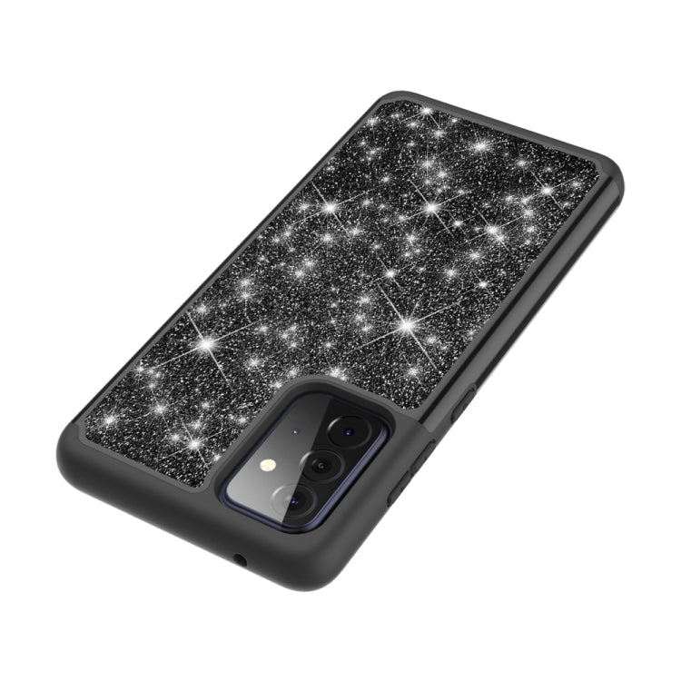 For Samsung Galaxy A72 5G / 4G Glitter Powder Contrast Skin Shockproof Silicone + PC Protective Case