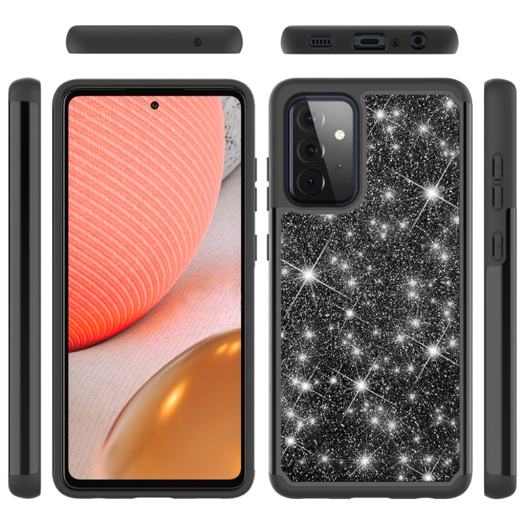 For Samsung Galaxy A72 5G / 4G Glitter Powder Contrast Skin Shockproof Silicone + PC Protective Case