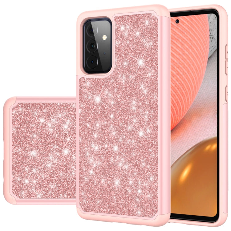 For Samsung Galaxy A72 5G / 4G Glitter Powder Contrast Skin Shockproof Silicone + PC Protective Case