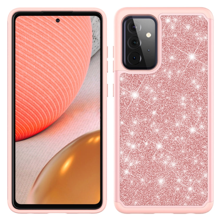 For Samsung Galaxy A72 5G / 4G Glitter Powder Contrast Skin Shockproof Silicone + PC Protective Case