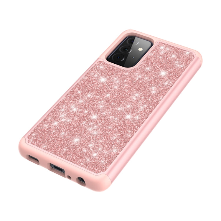 For Samsung Galaxy A72 5G / 4G Glitter Powder Contrast Skin Shockproof Silicone + PC Protective Case