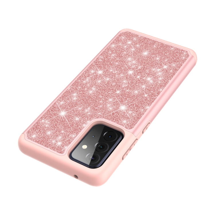 For Samsung Galaxy A72 5G / 4G Glitter Powder Contrast Skin Shockproof Silicone + PC Protective Case