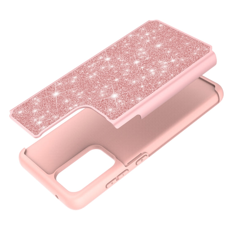 For Samsung Galaxy A72 5G / 4G Glitter Powder Contrast Skin Shockproof Silicone + PC Protective Case